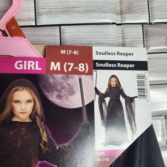New Soulless Reaper‎ Halloween Costume Girl's Medium 7-8 Black Dress Up Outfit - Picture 4 of 14